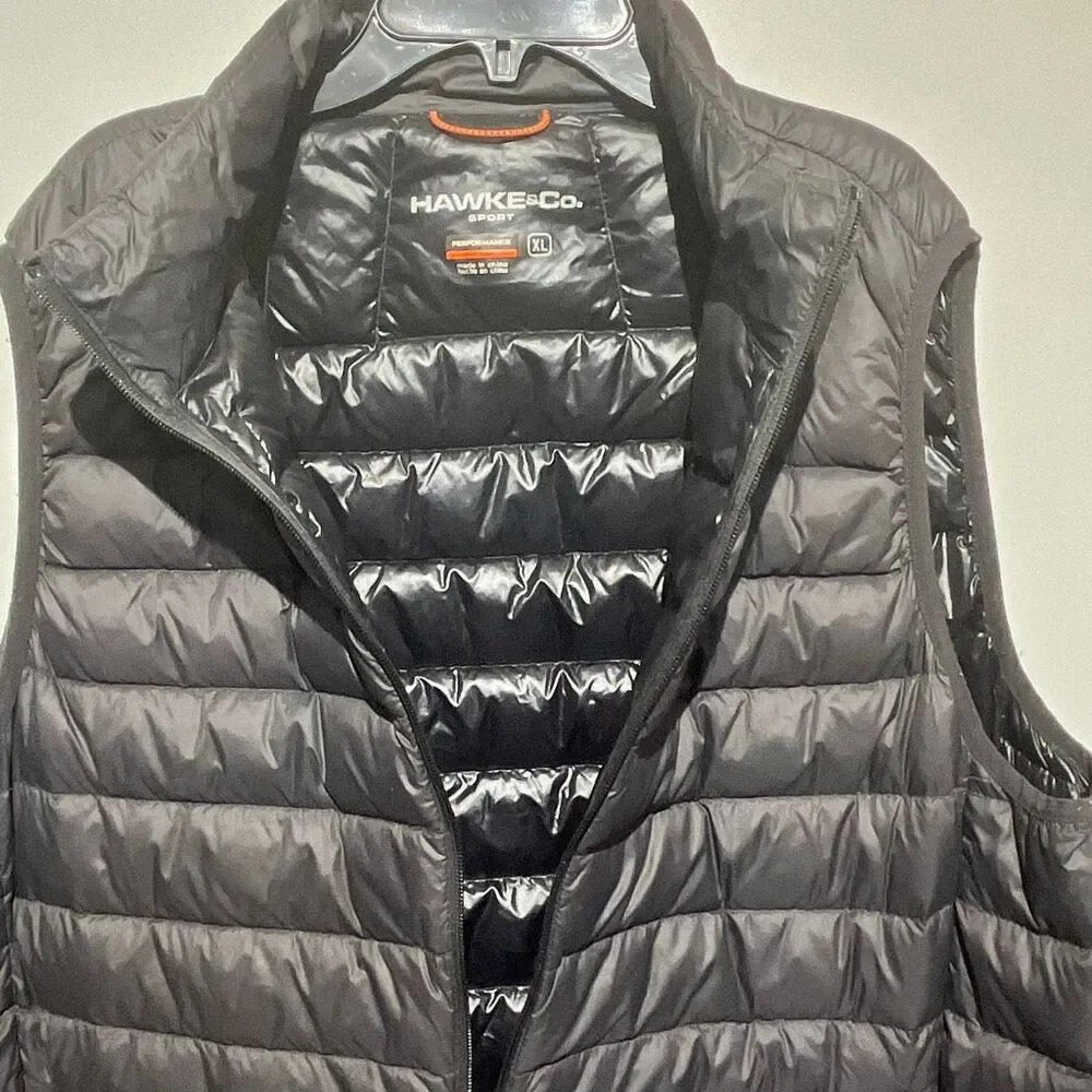Hawke & Co Men's Black Performance Packable Full Zip Down‎ Puffer Vest Size XL